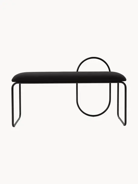 Banc rembourré Angui, Tissu noir, larg. 110 x prof. 39 cm