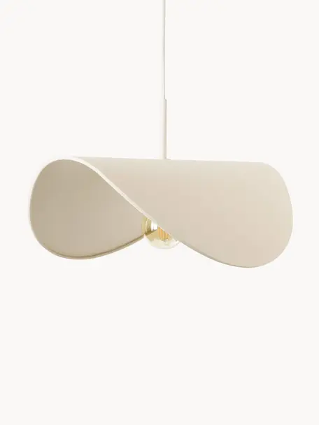 Design hanglamp Kenzie van linnen, Lampenkap: linnen, Lichtbeige, B 55 x D 37 cm