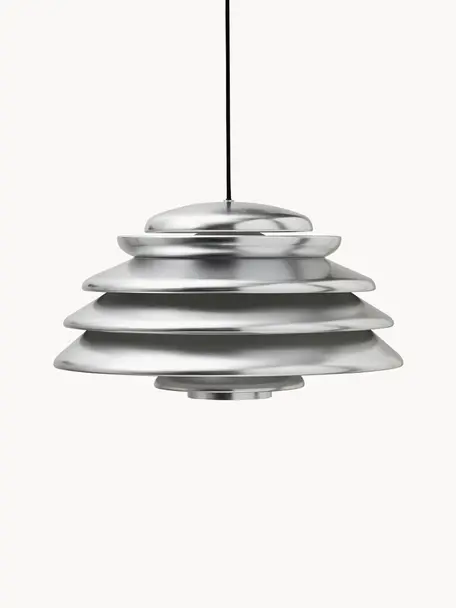 Lámpara de techo de diseño Hive, Pantalla: metal recubierto, Cable: cubierto en tela, Plateado, Ø 48 x Al 27 cm