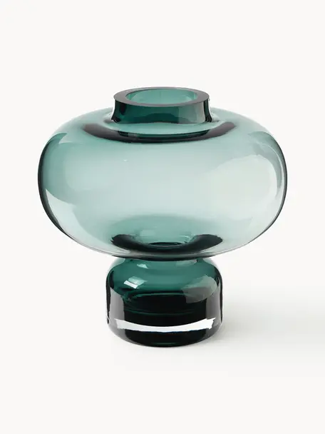 Vaso in vetro soffiato Nicola, Vetro sodico-calcico, Verde scuro, Ø 20 x Alt. 20 cm