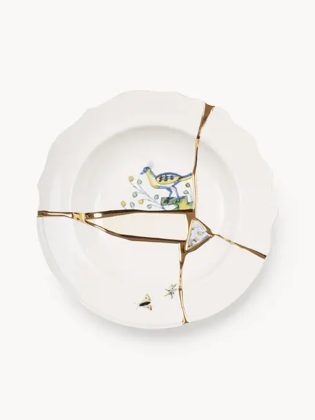 Assiette creuse en porcelaine Kintsugi, Blanc, Ø 22 cm