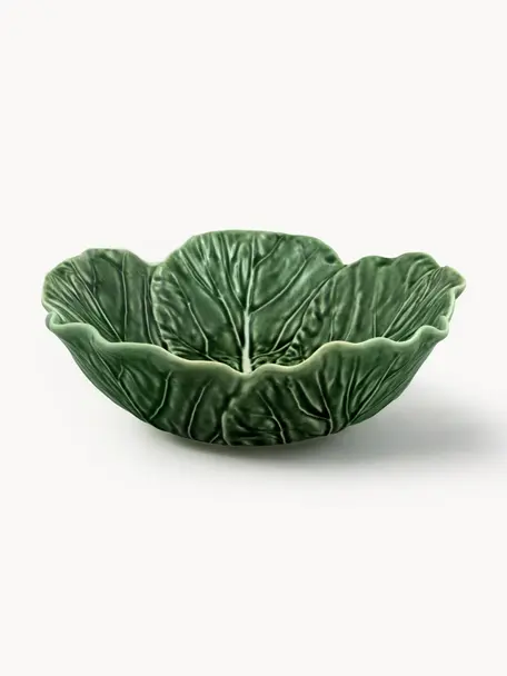 Ručne maľovaná šalátová misa Cabbage, Kamenina, Tmavozelená, Ø 22 x V 7 cm