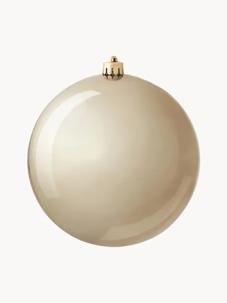 Boule de Noël incassable Stix, Plastique robuste, Beige, Ø 14 cm, 2 pièces