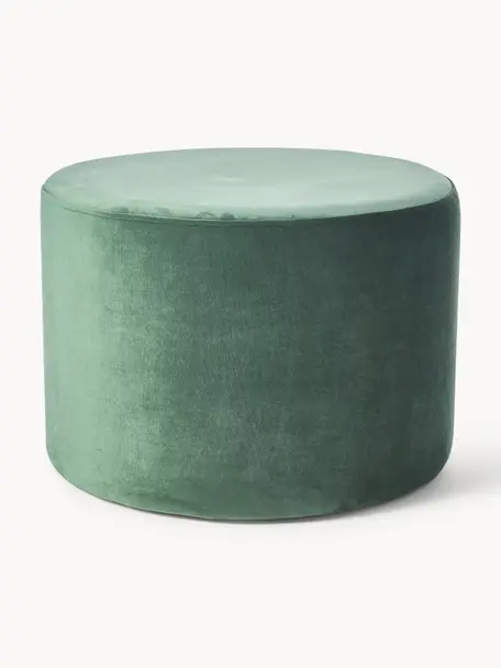 Pouf in velluto Daisy, Rivestimento: velluto (poliestere) Con , Struttura: compensato, Velluto verde salvia, Ø 54 x Alt. 38 cm