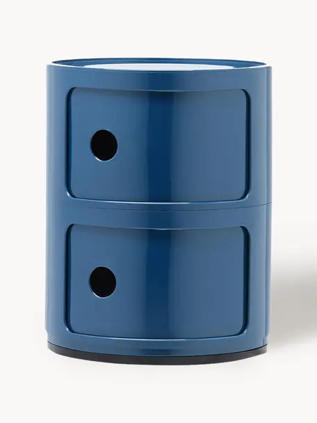 Stolik pomocniczy Componibili, 2 moduły, Tworzywo sztuczne z certyfikatem Greenguard, Niebieski, błyszczący, Ø 32 x W 40 cm