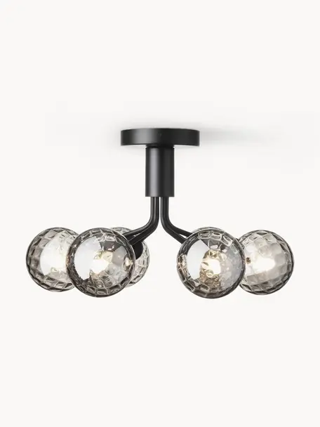 Hanglamp met glazen bollen Apiales, Zwart, grijs, transparant, Ø 50 x H 29 cm