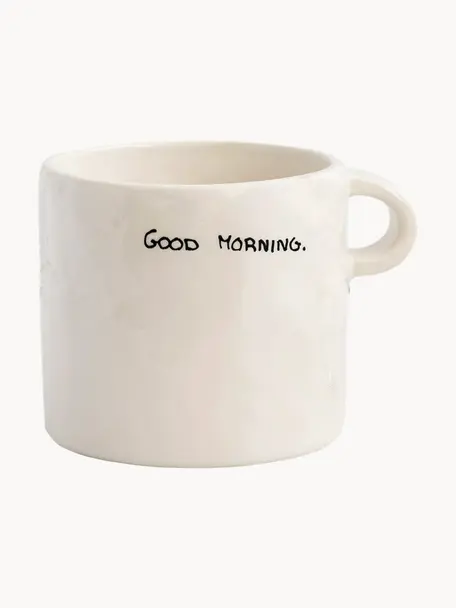 Tasse peinte à la main Good Morning, Grès cérame, Good Morning, Ø 10 x haut. 9 cm, 500 ml