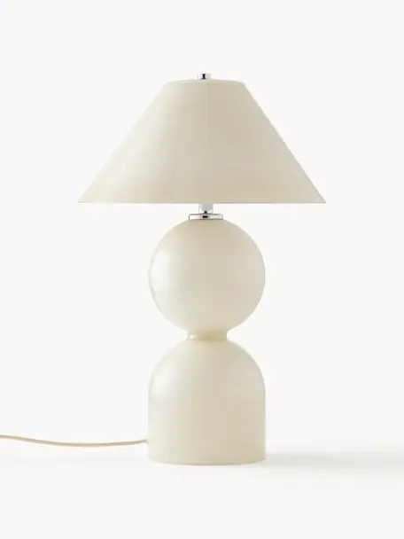 Lampada da tavolo in vetro Danielle, Struttura: metallo cromato, Beige lucido, Ø 27 x Alt. 41 cm