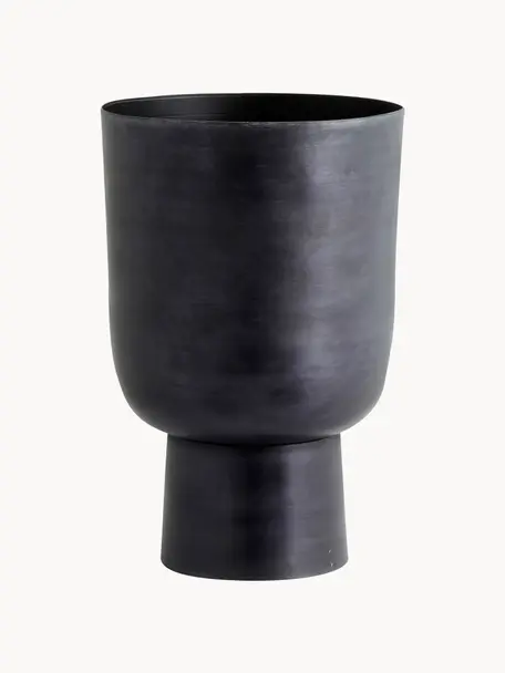 Cache-pot Galoa, Aluminium, enduit, Noir, Ø 28 x haut. 43 cm
