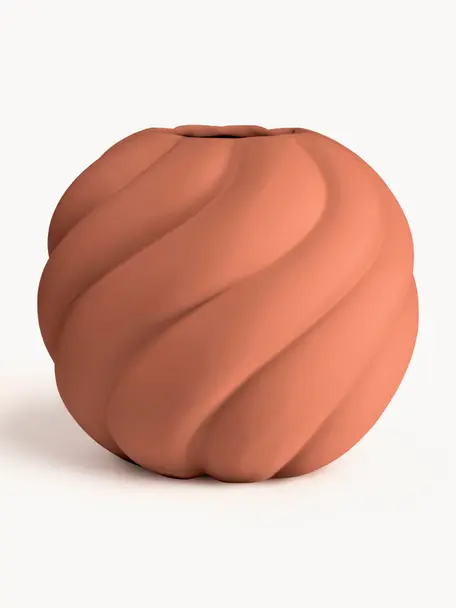 Ręcznie malowany wazon z ceramiki Twist Ball, W 20 cm, Ceramika, Terakota, Ø 22 x W 20 cm