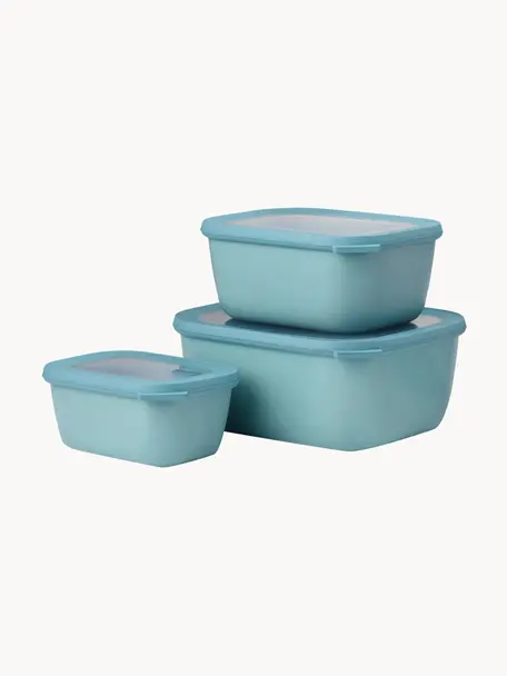 Opbergpotten Cirqula, set van 3, Polypropyleen (PP), Thermoplastische Elastomeren (TPE), BPA-vrij, Turquoise, 750ml / 1.5L / 3L