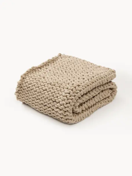 Ručne vyrobená pletená deka Adyna, 100 % akryl, Béžová, Š 130 x D 170 cm
