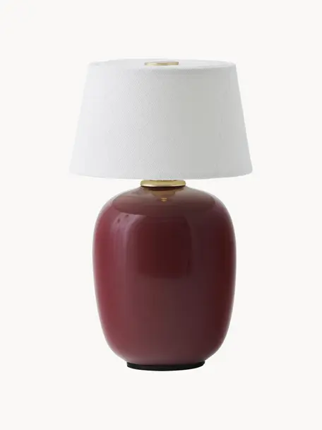 Lampada da tavolo dimmerabile con porta USB Torso, Paralume: tessuto, Bianco, vino rosso, Ø 12 x Alt. 20 cm