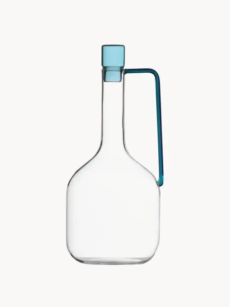 Handgemaakte waterkan Liberta, 1.4 l, Borosilicaatglas, Transparant, lichtblauw, 1,4 l