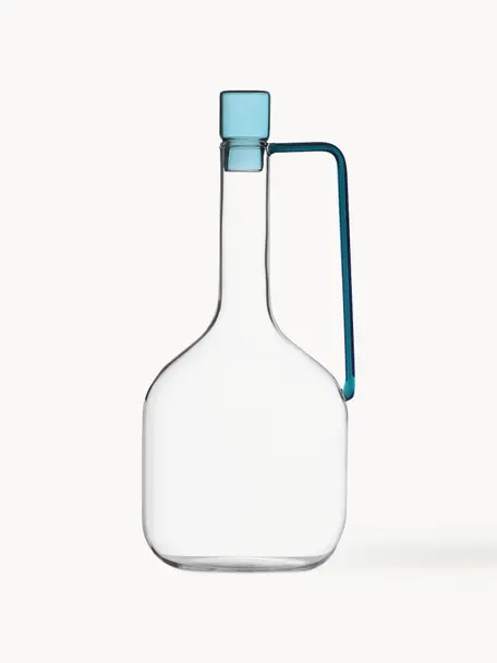 Handgefertigter Krug Liberta, 1.4 L, Borosilikatglas, Transparent, Hellblau, 1.4 L