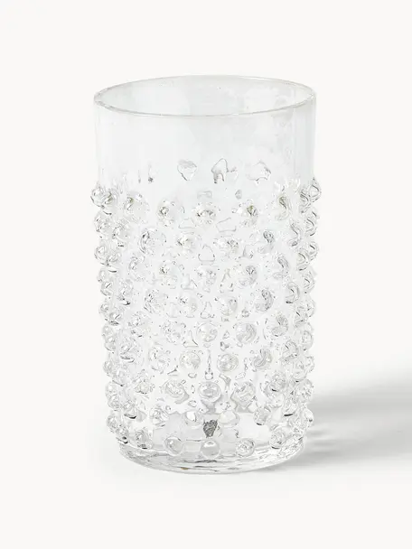 Bicchieri per acqua fatti a mano con rilievo Hobnail 6 pz, Vetro, Azzurro, Ø 7 x Alt. 11 cm, 200 ml