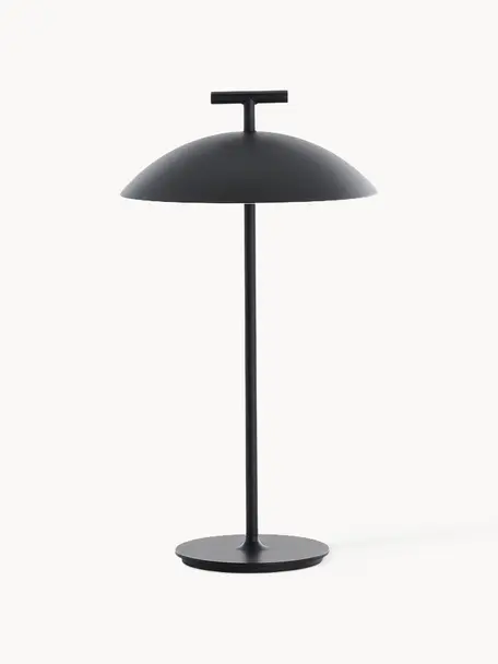 Prenosná dizajnová stolová LED lampa Mini Geen-A, Polyester, práškový náter, Čierna, Ø 20 x V 36 cm