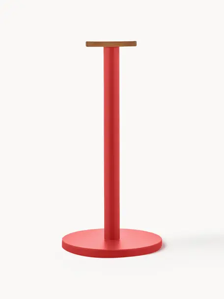 Porte-rouleau de cuisine avec décor en bambou Mattina, Rouge, bois clair, Ø 16 x haut. 33 cm