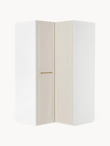 Armario esquinero modular Charlotte, 2 puertas (115 cm), Estructura: tablero aglomerado revest, Beige, Esquinero (An 115 x Al 200 cm)