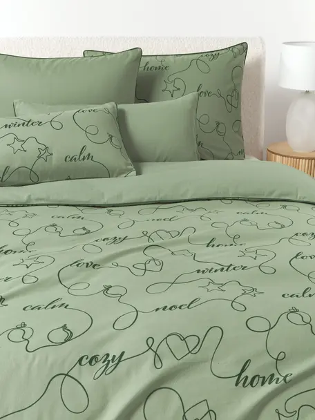 Winterlicher Flanell-Bettdeckenbezug Isabelle mit Kederumrandung, Webart: Flanell Flanell ist ein k, Salbeigrün, B 200 x L 200 cm