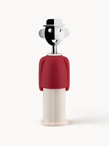 Otvárač na fľaše  Alessandro M., Termoplastická živica, zamak, pochrómovaná, Červená, lomená biela, odtiene striebornej, Ø 6 x V 21 cm