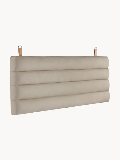 Gestoffeerd hoofdeinde Amsterdam met wandbevestiging, Bekleding: 100% linnen, Frame: multiplex, Handvatten: kunstleer, Geweven stof beige, B 160 cm x H 60 cm