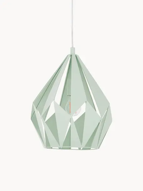 Lámpara de techo Carlton, estilo escandinavo, Pantalla: acero pintado, Anclaje: acero pintado, Cable: plástico, Verde claro, Ø 31 x Al 40 cm