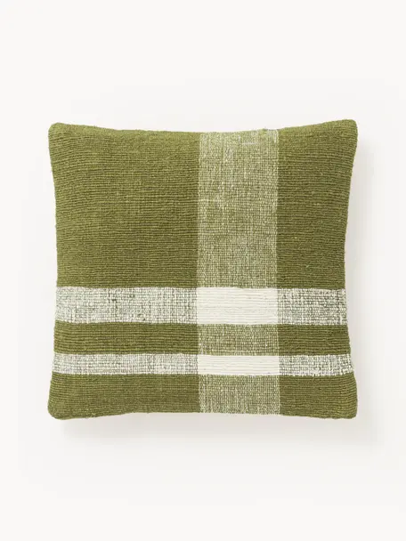 Housse de coussin 45x45 décorative Brennan, Vert, larg. 45 x long. 45 cm