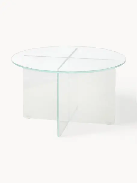 Mesa de centro redonda con tablero de vidrio Iris, Vidrio templado, Transparente, Ø 60 cm
