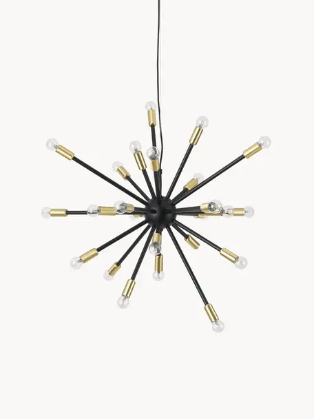 Lampada grande a sospensione Spike, Baldacchino: metallo rivestito, Paralume: metallo rivestito, Nero, dorato, Ø 90 x Alt. 69 cm