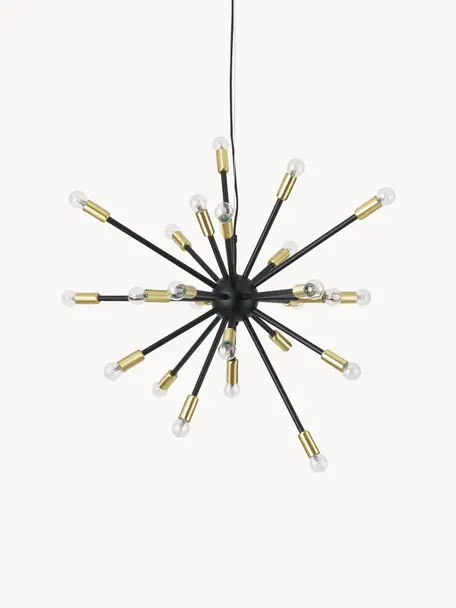 Lampada grande a sospensione Spike, Baldacchino: metallo rivestito, Paralume: metallo rivestito, Nero, dorato, Ø 90 x Alt. 69 cm