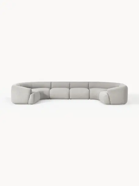 Salon lounge modulable XL en bouclette Sofia, Bouclette gris clair, larg. 450 x prof. 231 cm