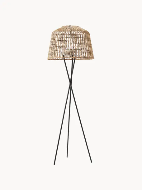 Lampadaire tripode LED mobile à intensité variable Amalfi, avec télécommande, Brun clair, noir, Ø 49 x haut. 148 cm