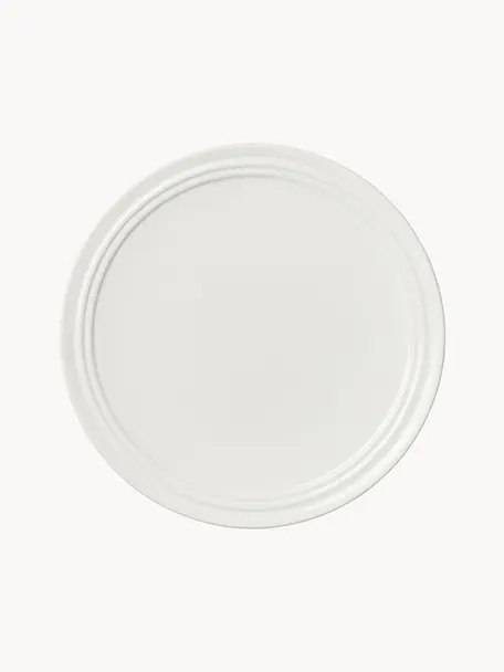 Plato llano artesanal Stevns, Cerámica de gres esmaltada, Blanco Off White brillante, Ø 28 cm