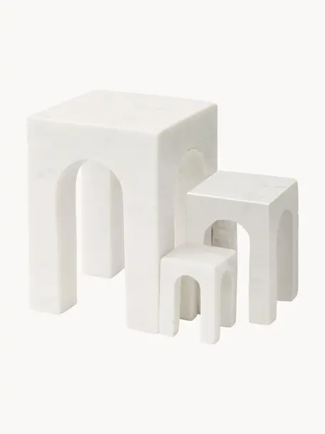 Marmor-Buchstützen Arkis, 3er-Set, Marmor, Weiß, marmoriert, Set mit verschiedenen Größen