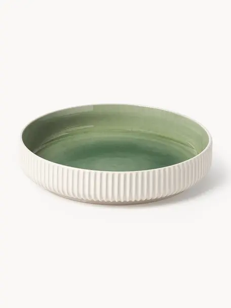 Piatti fondi Bora 4 pz, Gres smaltato, Verde chiaro, beige chiaro, Ø 22 cm