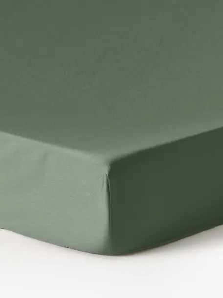 Drap-housse en satin de coton pour surmatelas Premium, Vert foncé, larg. 140 x long. 200 cm, haut. 15 cm