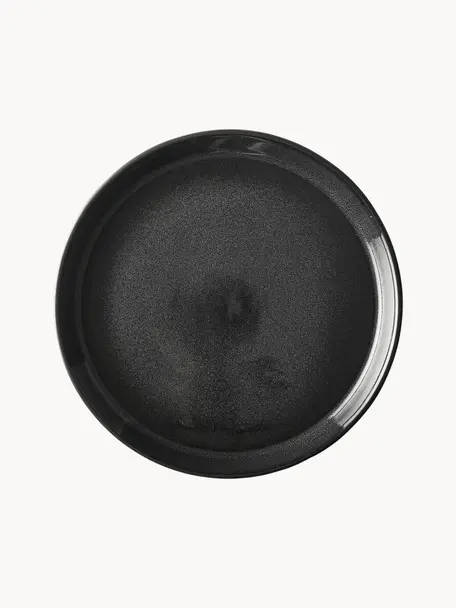 Assiettes plates avec émail réactif Gastro, 6 pièces, Grès cérame, Noir, Ø 27 cm