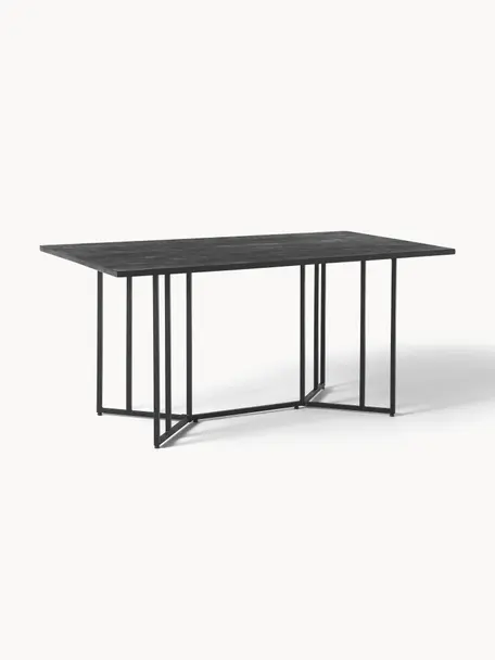 Mesa de comedor de madera de mango Luca, tamaños diferentes, Tablero: madera de mango, Estructura: metal, plástico, Madera de mango pintado, negro, An 160 x F 90 cm