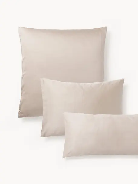 Federa in raso di cotone Comfort, Beige chiaro, Larg. 50 x Lung. 80 cm