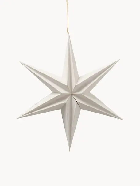 Estrella artesanal para colgar Cassie, Papel reciclado, Off White, Ø 40 x Al 54 cm