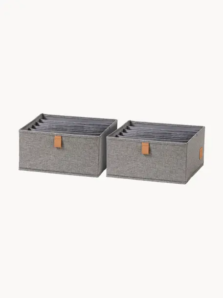 Úložné boxy Premium, 2 ks, Tmavě šedá, hnědá, Š 30 cm, H 30 cm