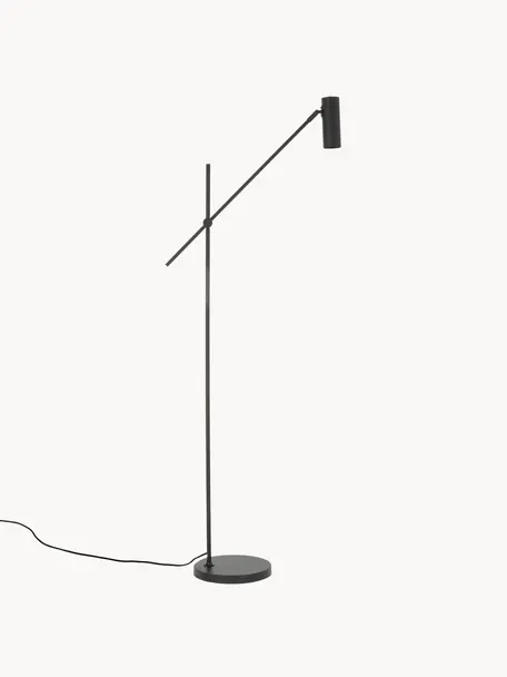 Leeslamp Cassandra, Lampenkap: gepoedercoat metaal, Lampvoet: gepoedercoat metaal, Mat zwart, H 152 cm