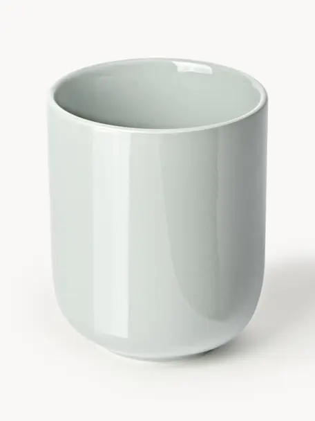 Porzellan Kaffeebecher Nessa, 4 Stück, Hochwertiges Hartporzellan, Hellgrau, glänzend, Ø 8 x H 10 cm, 200 ml