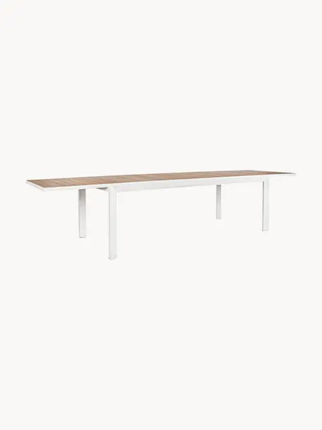 Rozkládací zahradní jídelní stůl Belmar, 220 - 340 x 100 cm, Hliník s práškovým nástřikem, Bílá, vzhled dřeva, Š 220/340 cm, H 100 cm