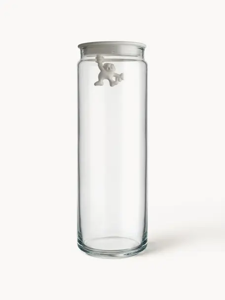Dóza Gianni, V 31 cm, Sklo, termoplastická pryskyřice, Bílá, transparentní, Ø 11 cm, V 31 cm