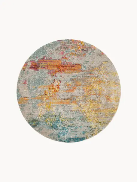 Tapis rond design à poils ras Celestial, Tons beiges, multicolore, Ø 240 cm (taille XL)