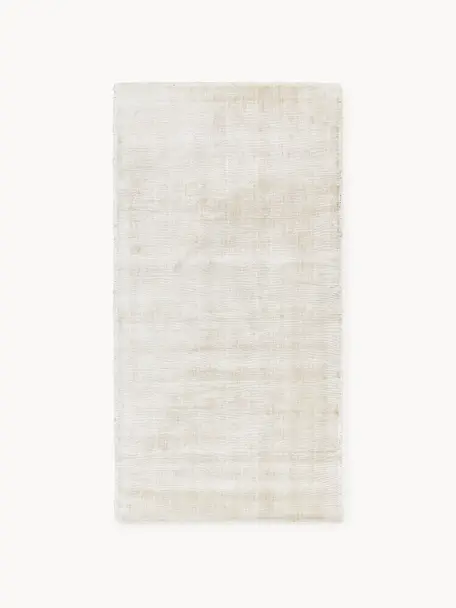 Tappeto in viscosa tessuto a mano Jane, Retro: 100% cotone, Bianco latte, Larg. 400 x Lung. 500 cm
