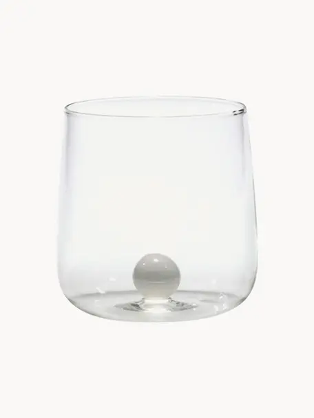 Handgemaakte waterglazen Bilia, 6 stuks, Borosilicaatglas, Transparant, wit, Ø 9 x H 9 cm, 440 ml