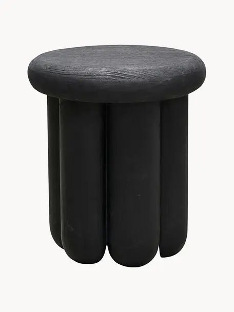 Kulatý odkládací stolek z mangového dřeva Phant, Potažené mangové dřevo, Černá, Ø 38 cm, V 43 cm